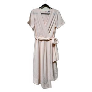 CALVIN KLEIN Blush Pink Faux Wrap Midi Dress, Sz 12
